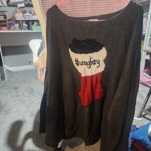 Avenue christmas Charcoal Sweater with Festive Red Design